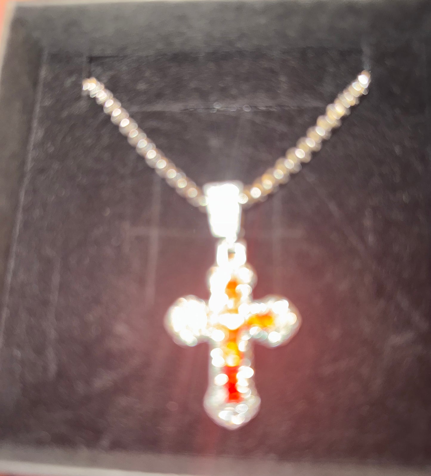 Cubic zirconia cross pendant and chain