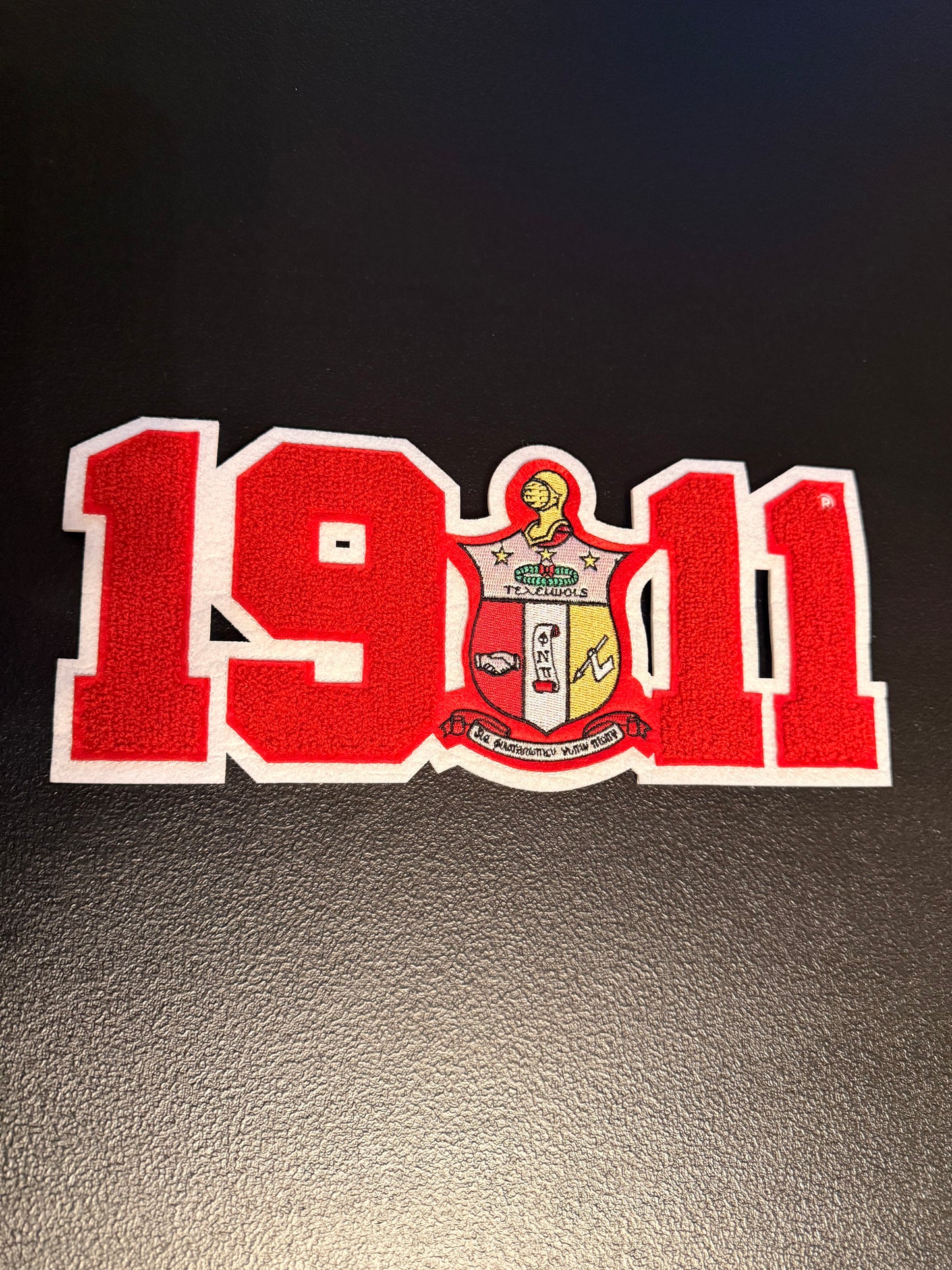 Red 1911 coat of arms chenille patch