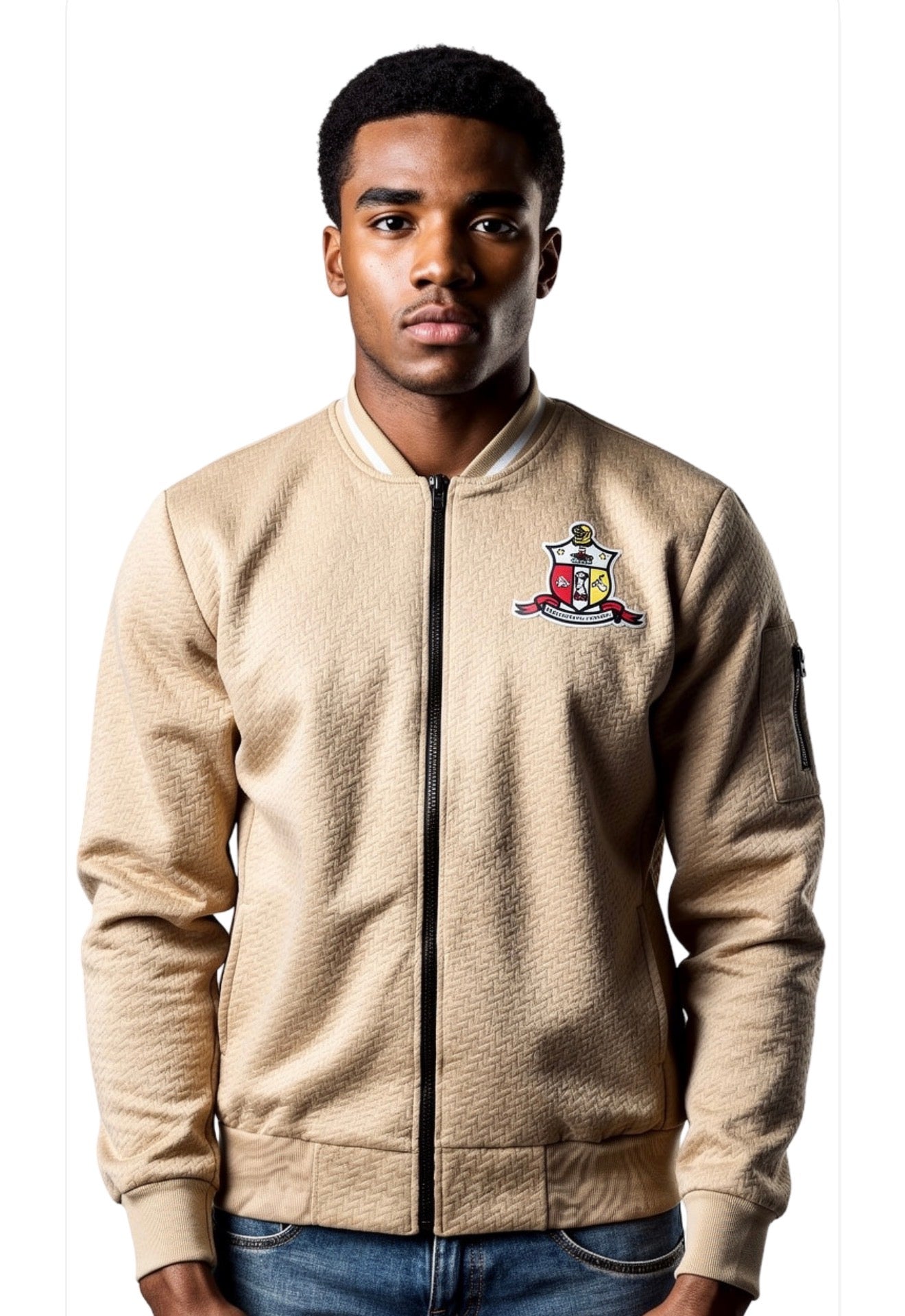 Cream Kappa Baseball style jacket Coat of Arms