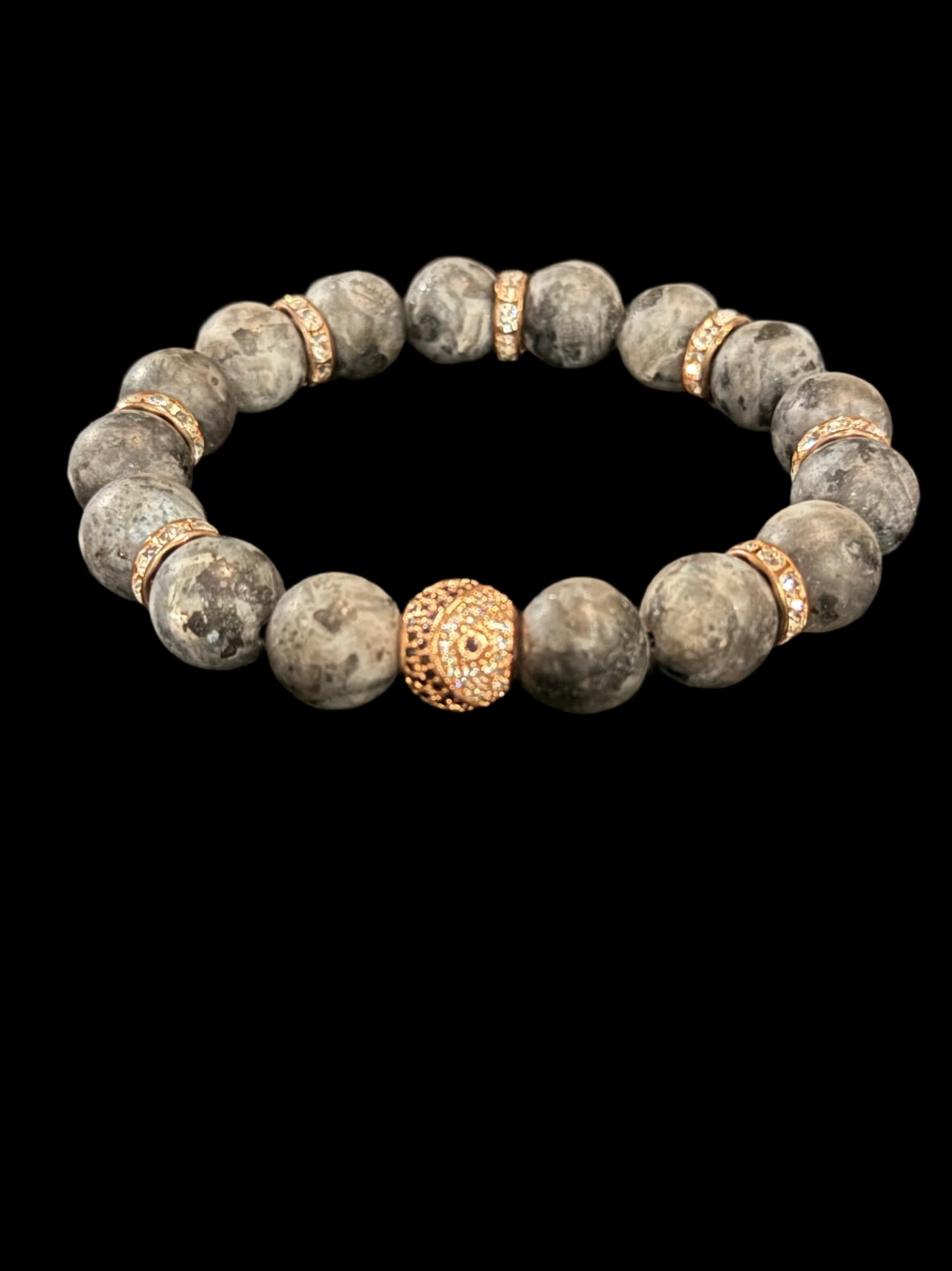 Labradorite matte rose gold Ying and Yang bracelet