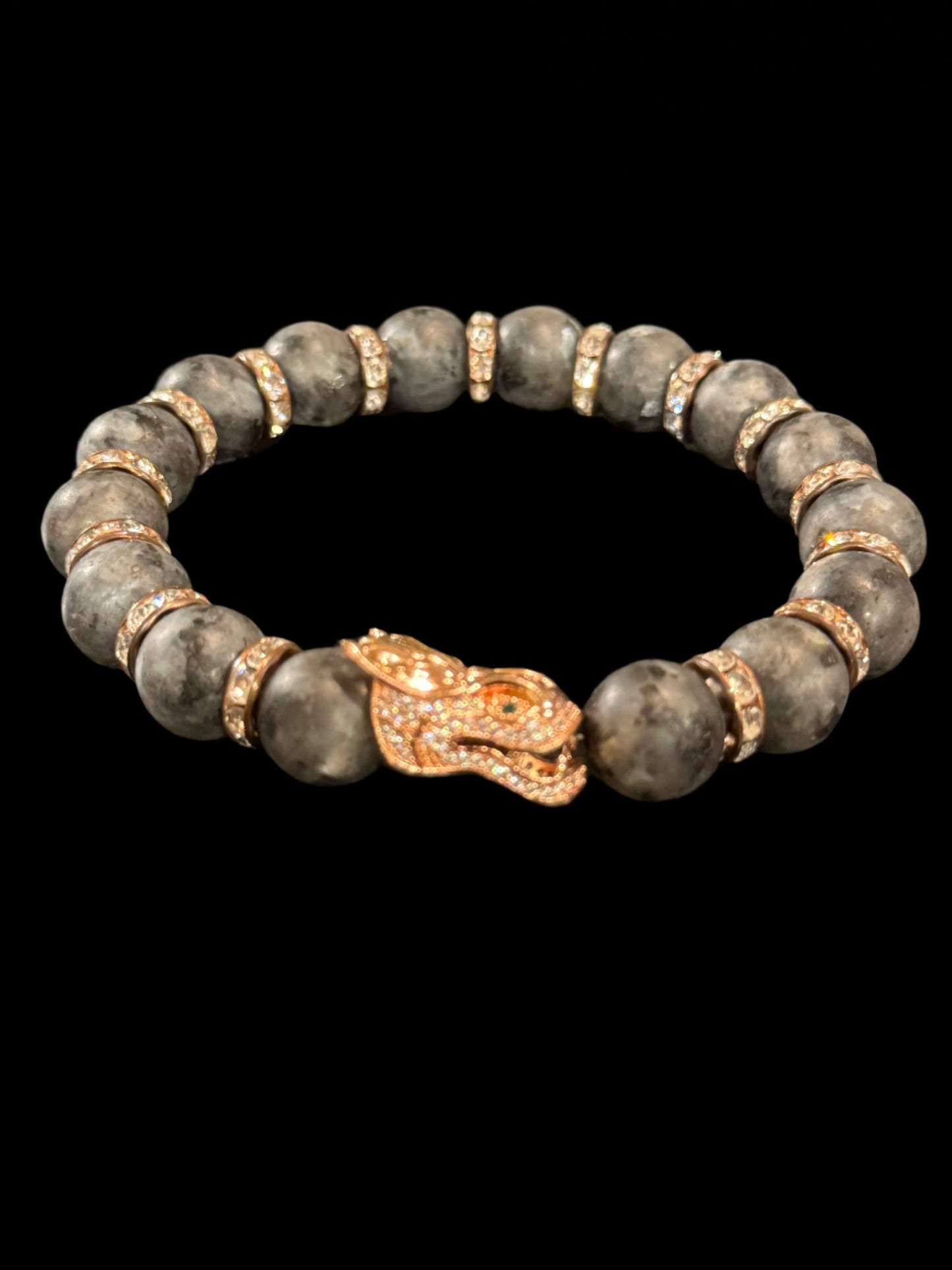 Matte Labradorite rose gold dragon bracelet