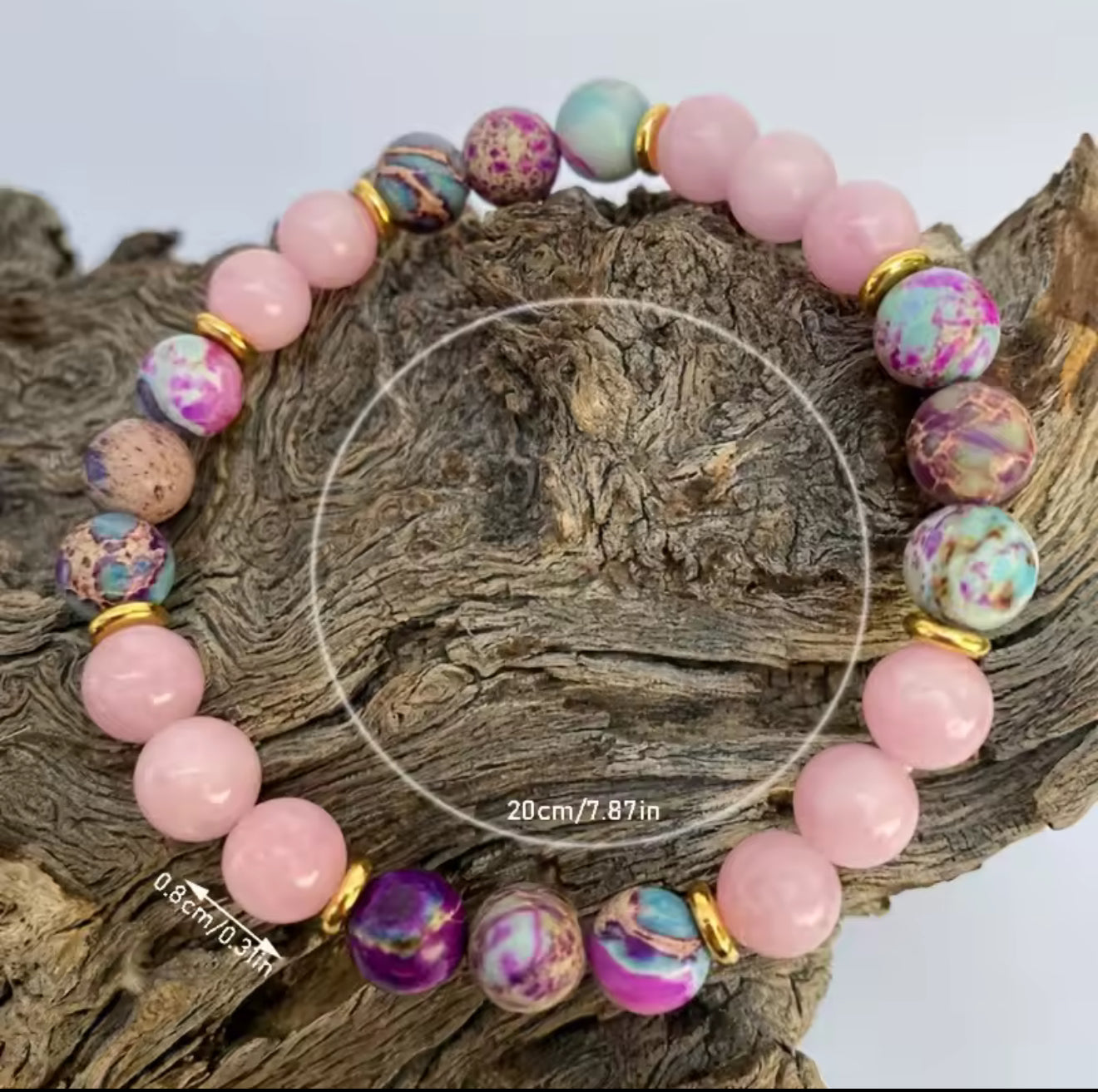 Imperial Jasper and Rose Quartz Love bracelet