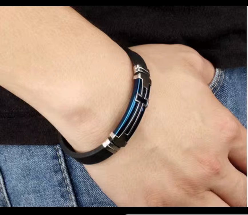 Black silicone cross bracelet