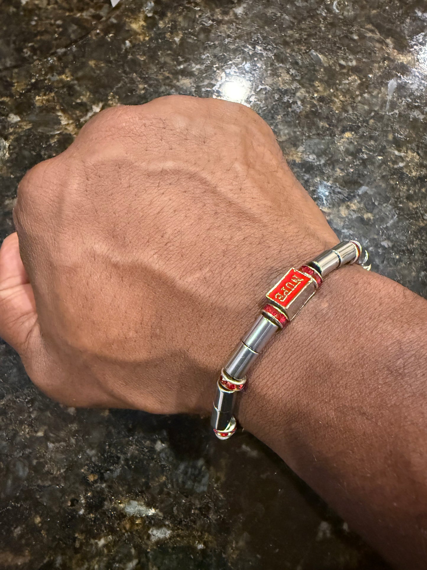 Nupe cyclindrical hematite bracelet