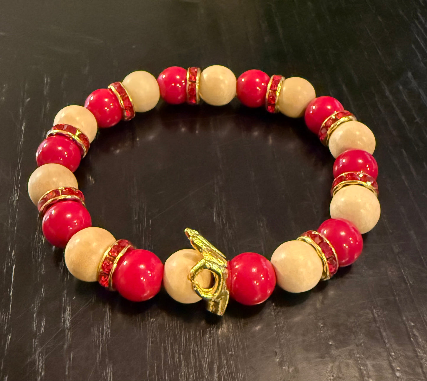 Gold "Yo" Crimson and Cream bracelet