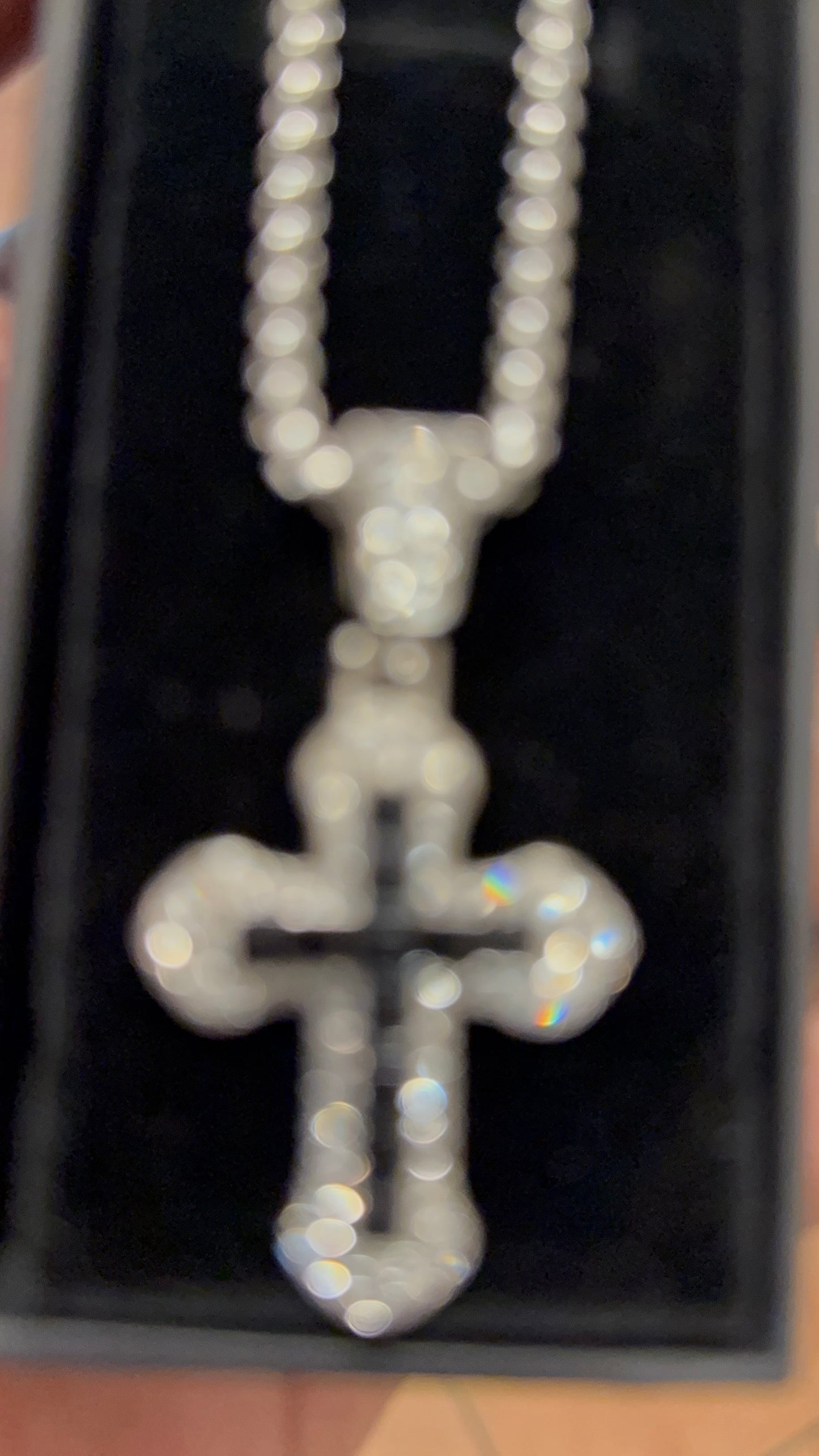 Cubic zirconia cross pendant and chain