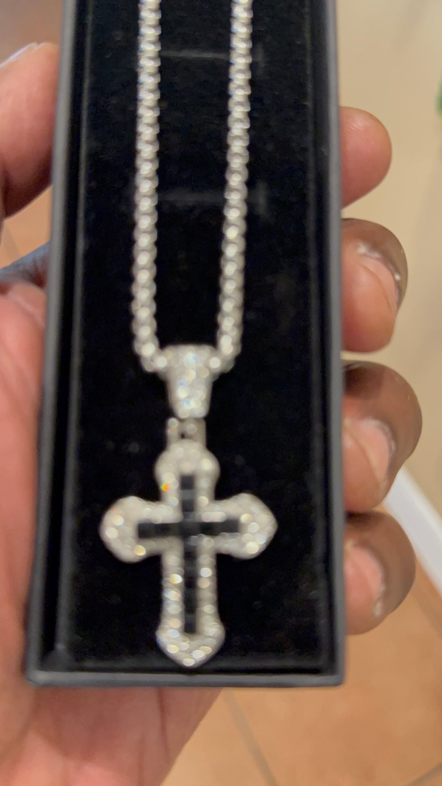 Cubic zirconia cross pendant and chain