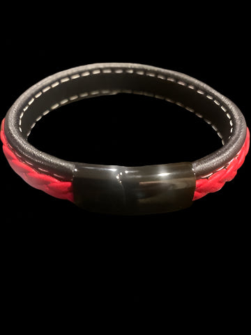 Black and red rope leather bracelet