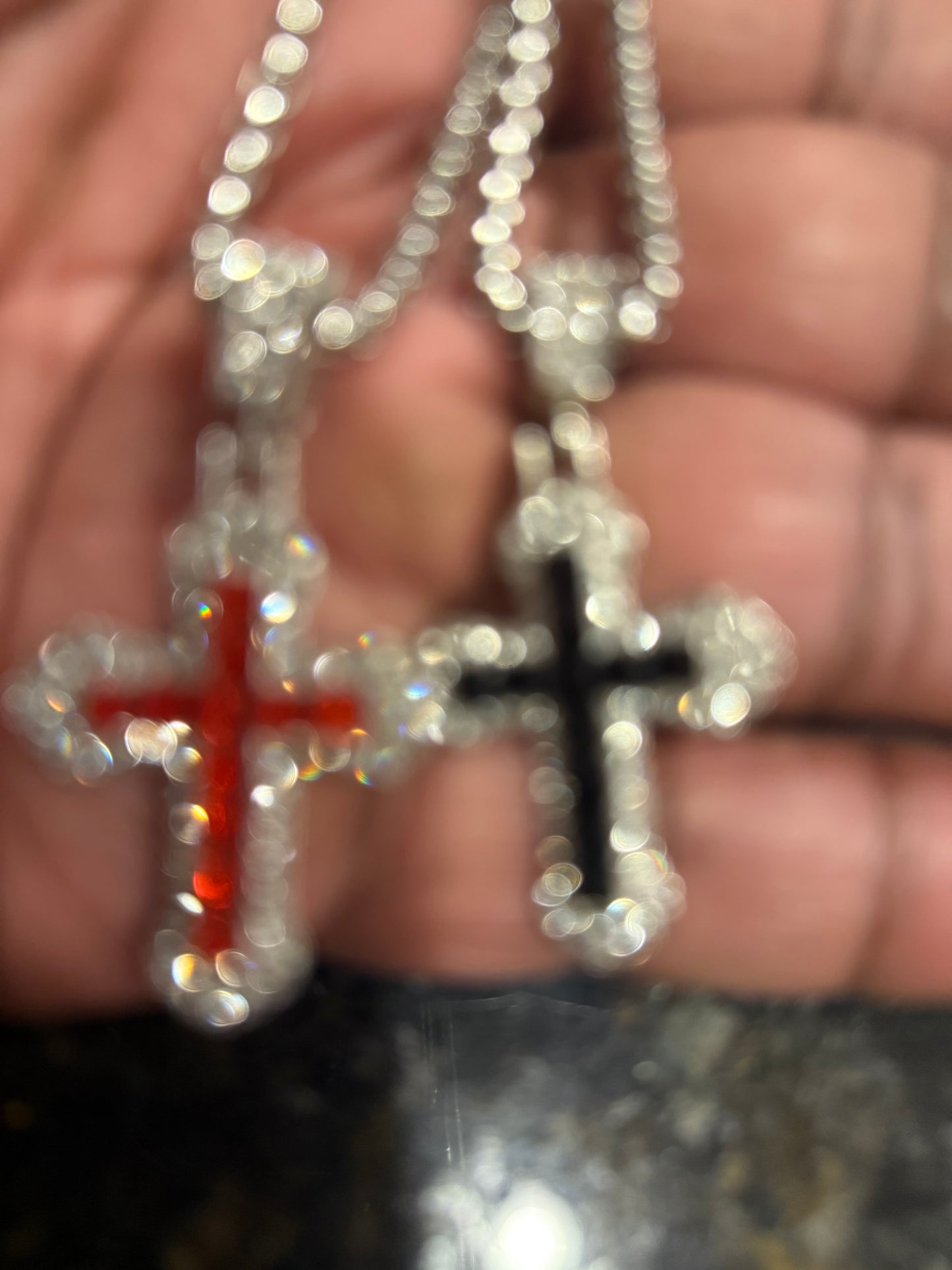 Cubic zirconia cross pendant and chain