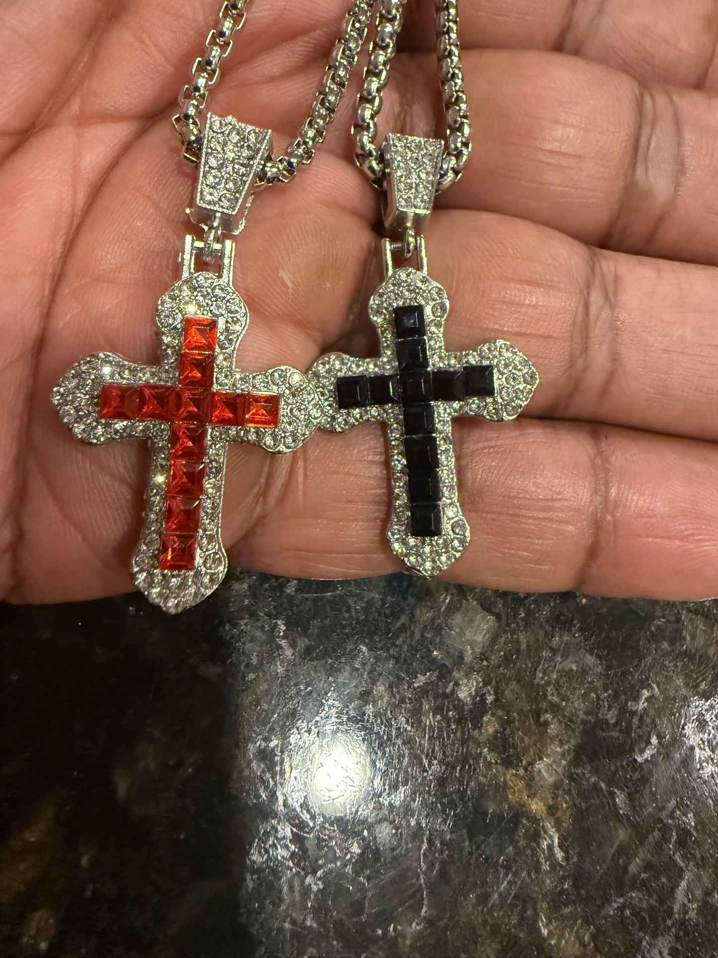 Cubic zirconia cross pendant and chain