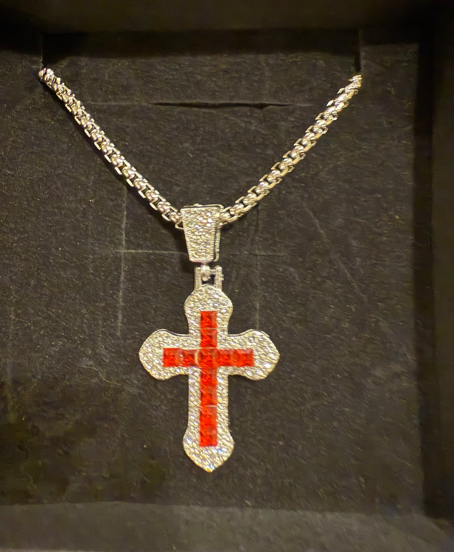 Cubic zirconia cross pendant and chain