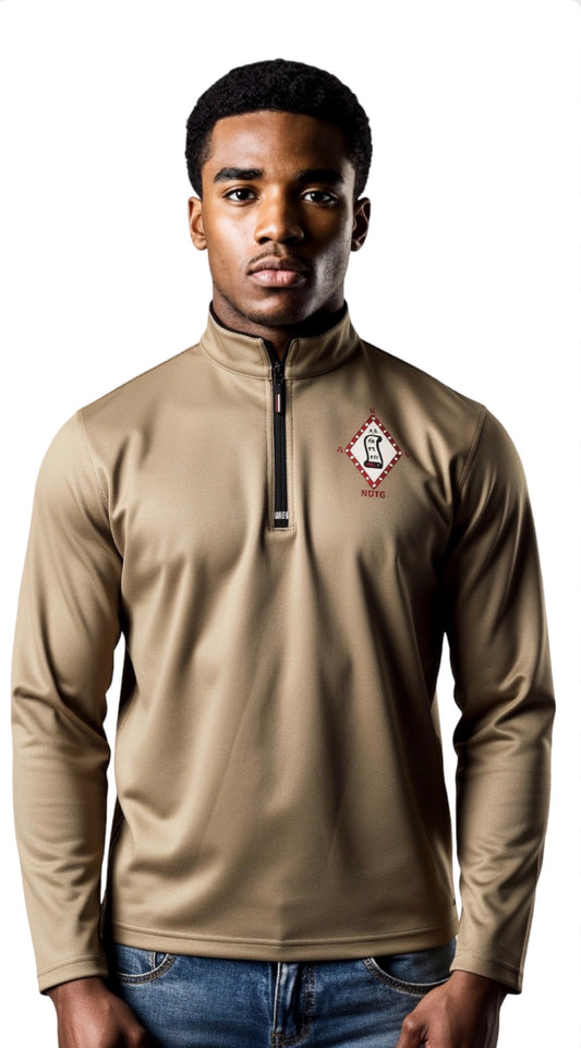 Taupe AlphaXi tattoo quarter zip