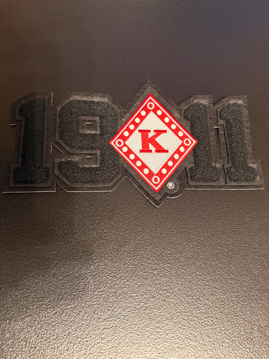 Black 1911 Floating K chenille patch