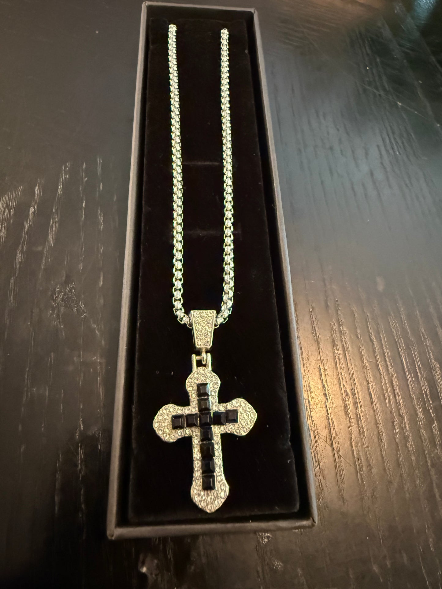 Cubic zirconia cross pendant and chain