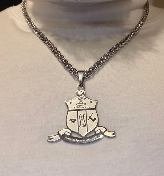 Stainless Coat of Arms pendant on wheat chain