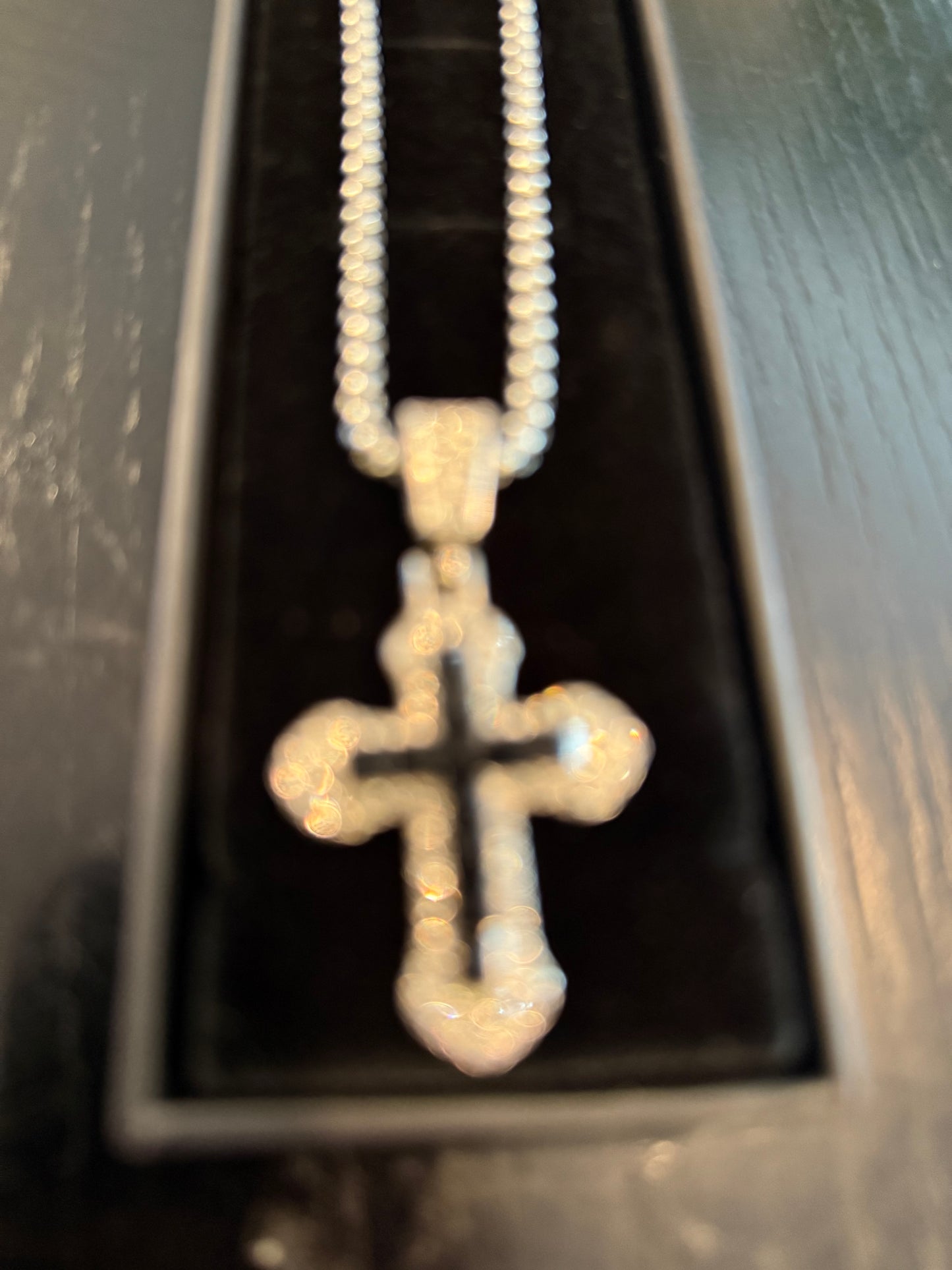 Cubic zirconia cross pendant and chain