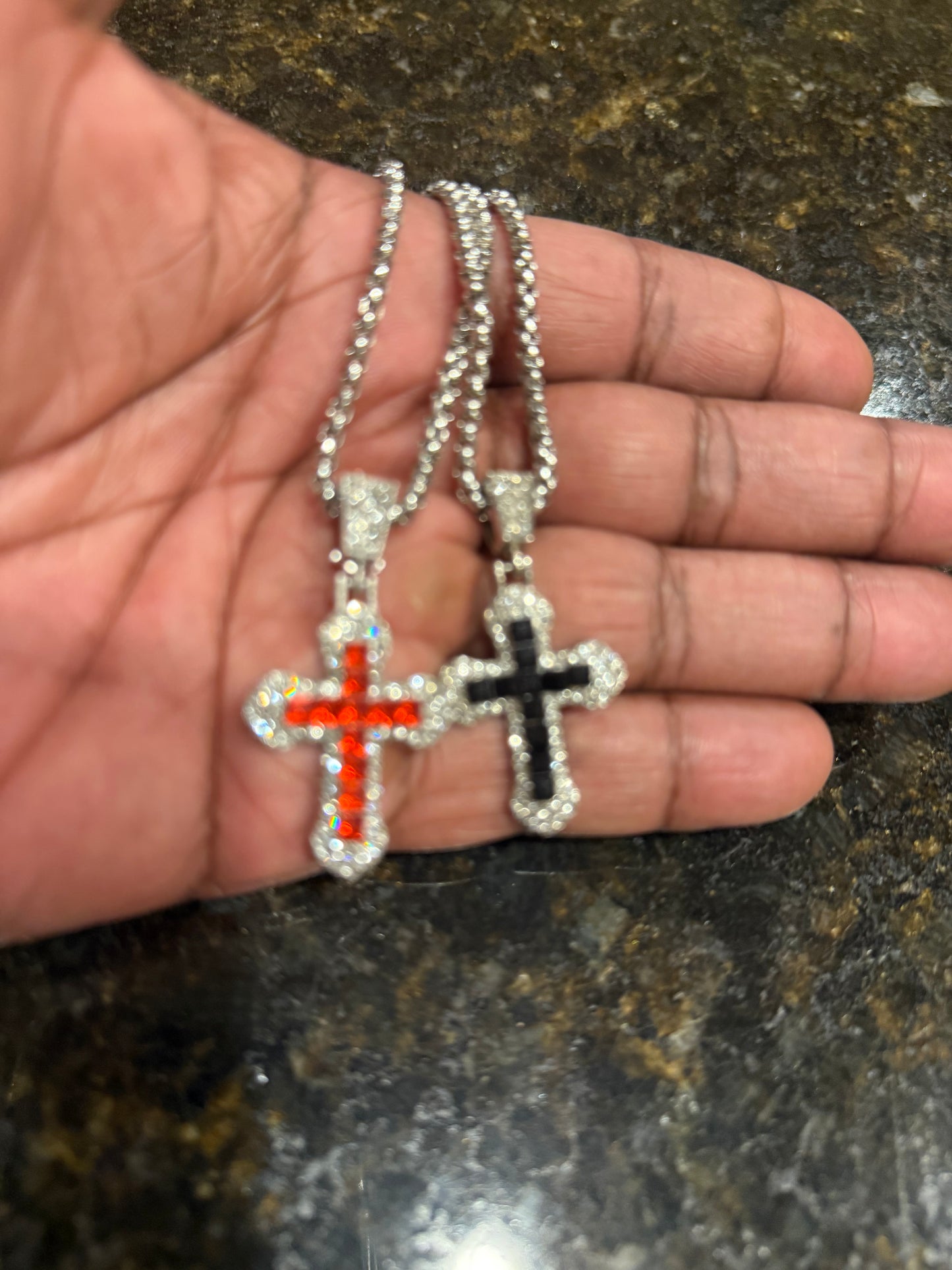 Cubic zirconia cross pendant and chain