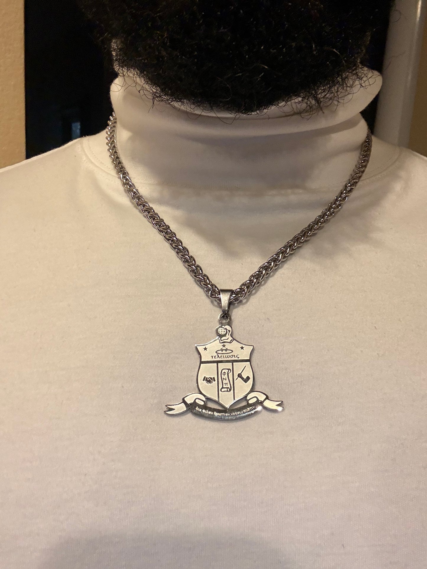 Stainless Coat of Arms pendant on wheat chain