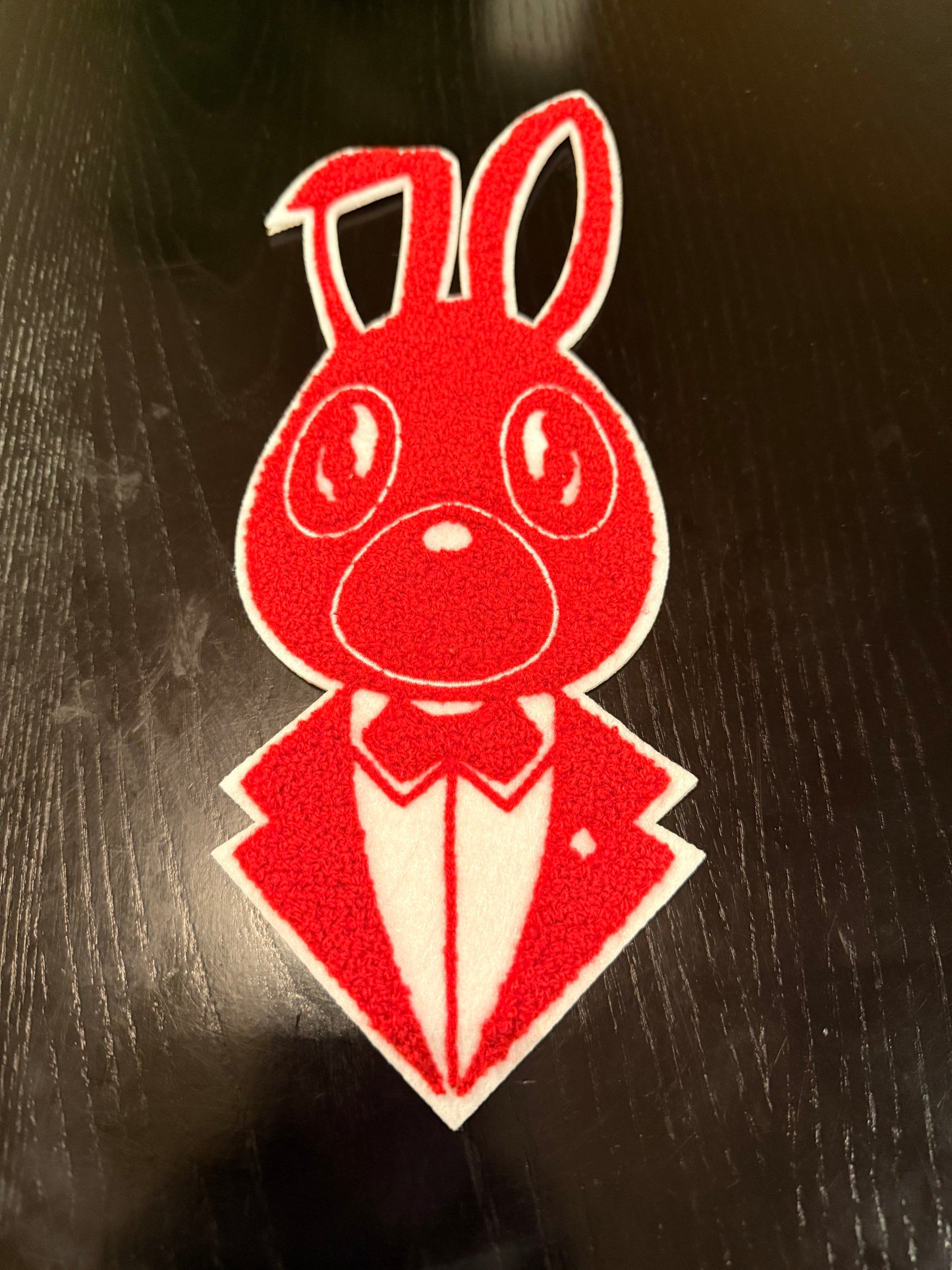 Bunny Rabbit crimson and cream chenille patch