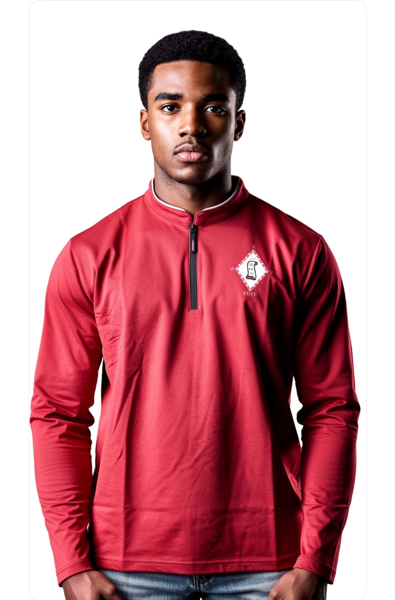 Crimson AlphaXi tattoo quarter zip