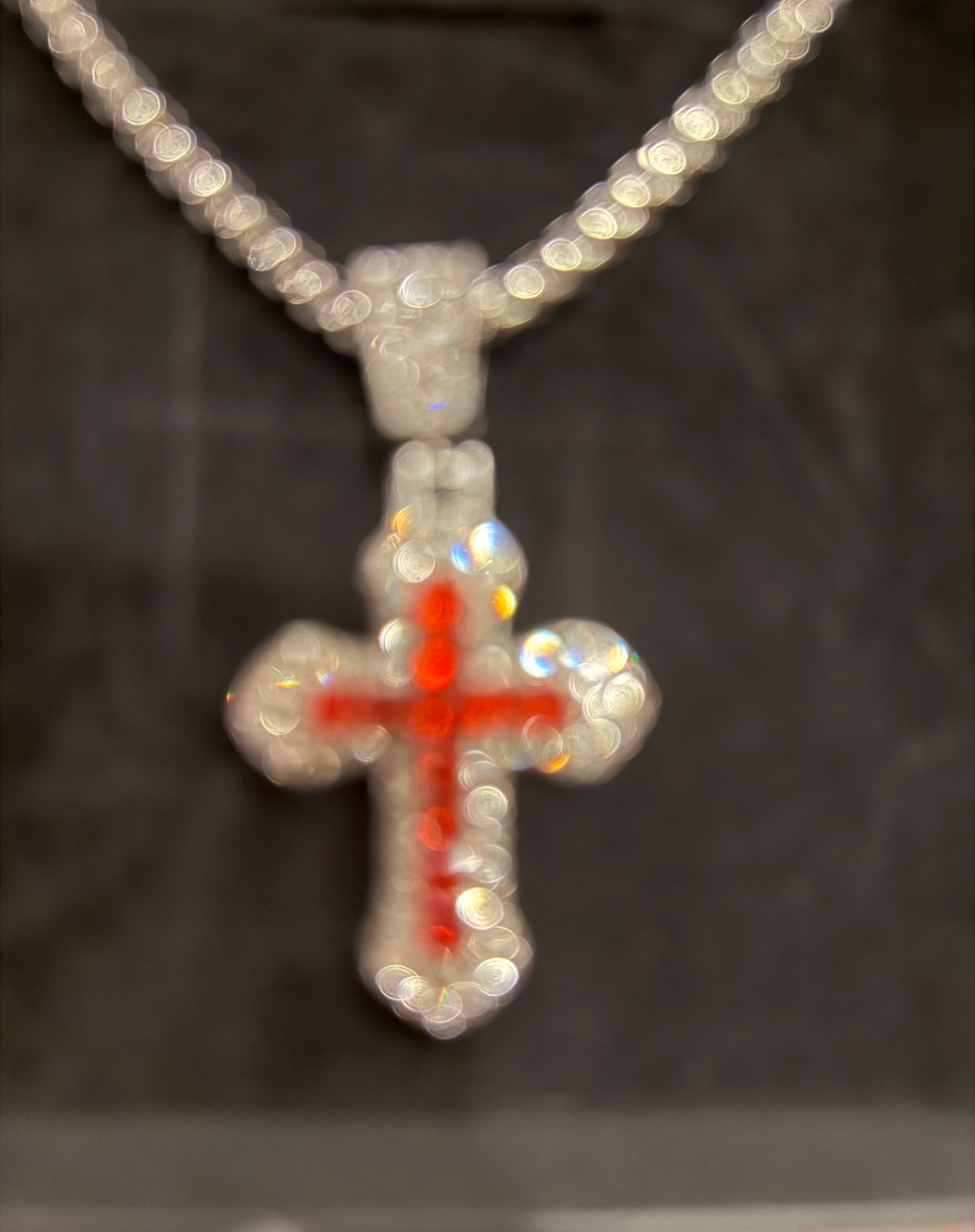 Cubic zirconia cross pendant and chain