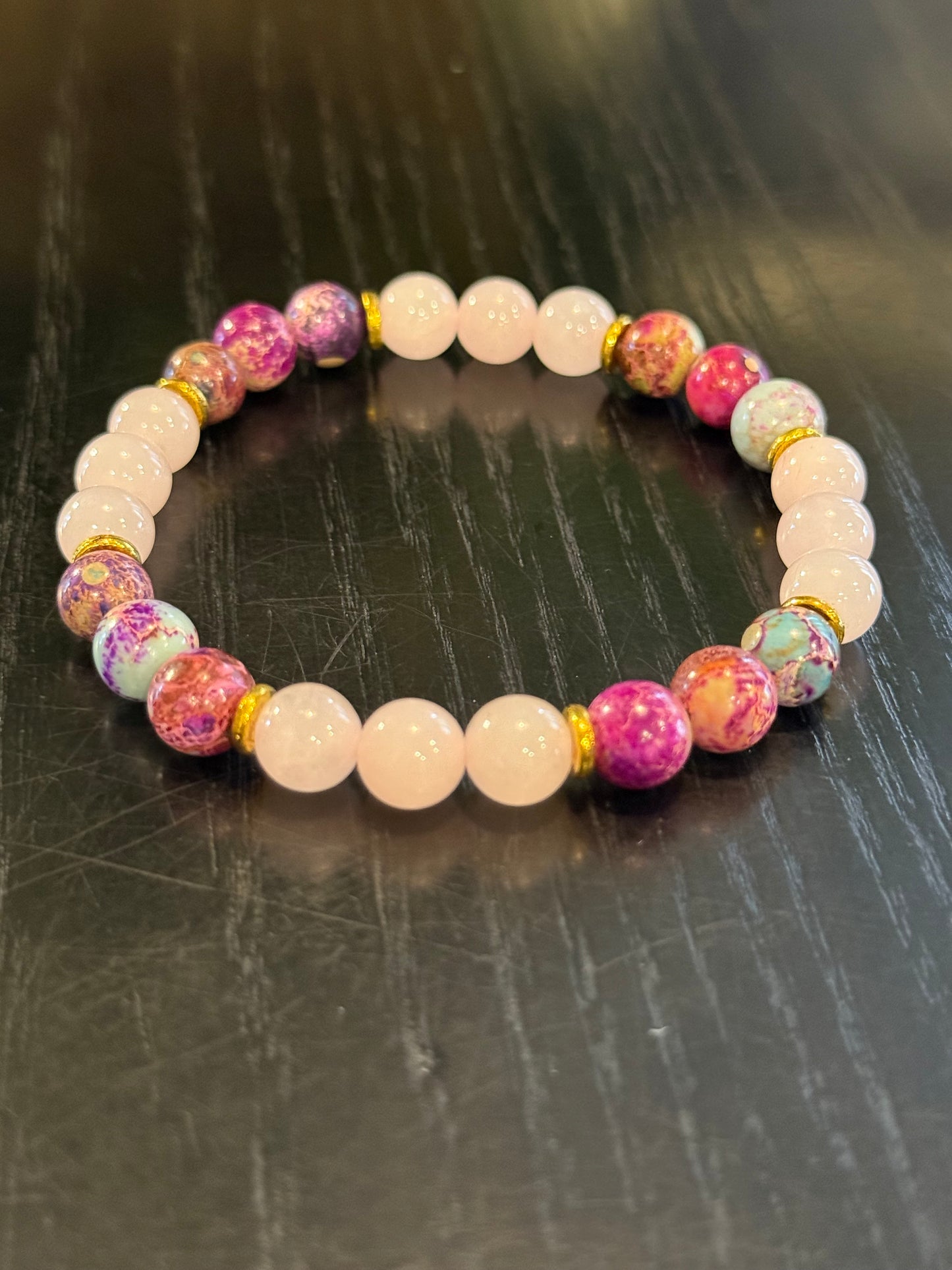 Imperial Jasper and Rose Quartz Love bracelet