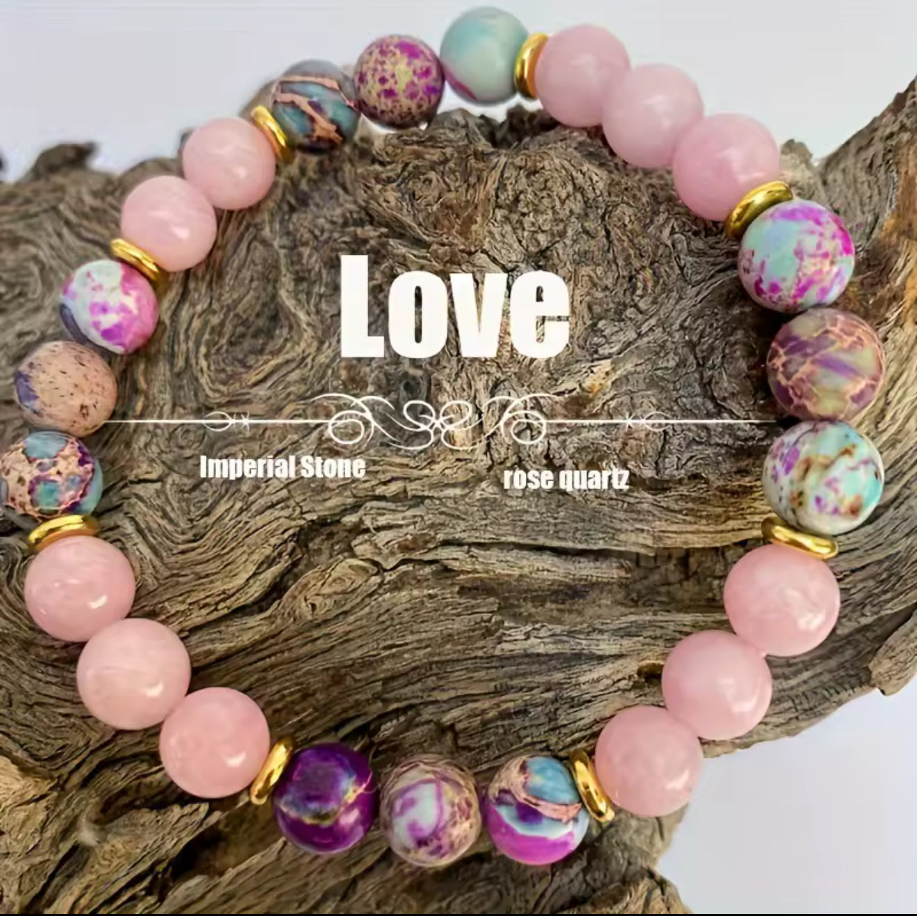 Imperial Jasper and Rose Quartz Love bracelet