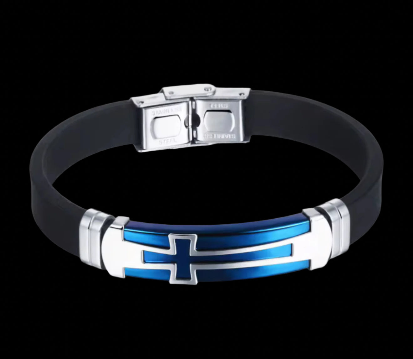 Black silicone cross bracelet