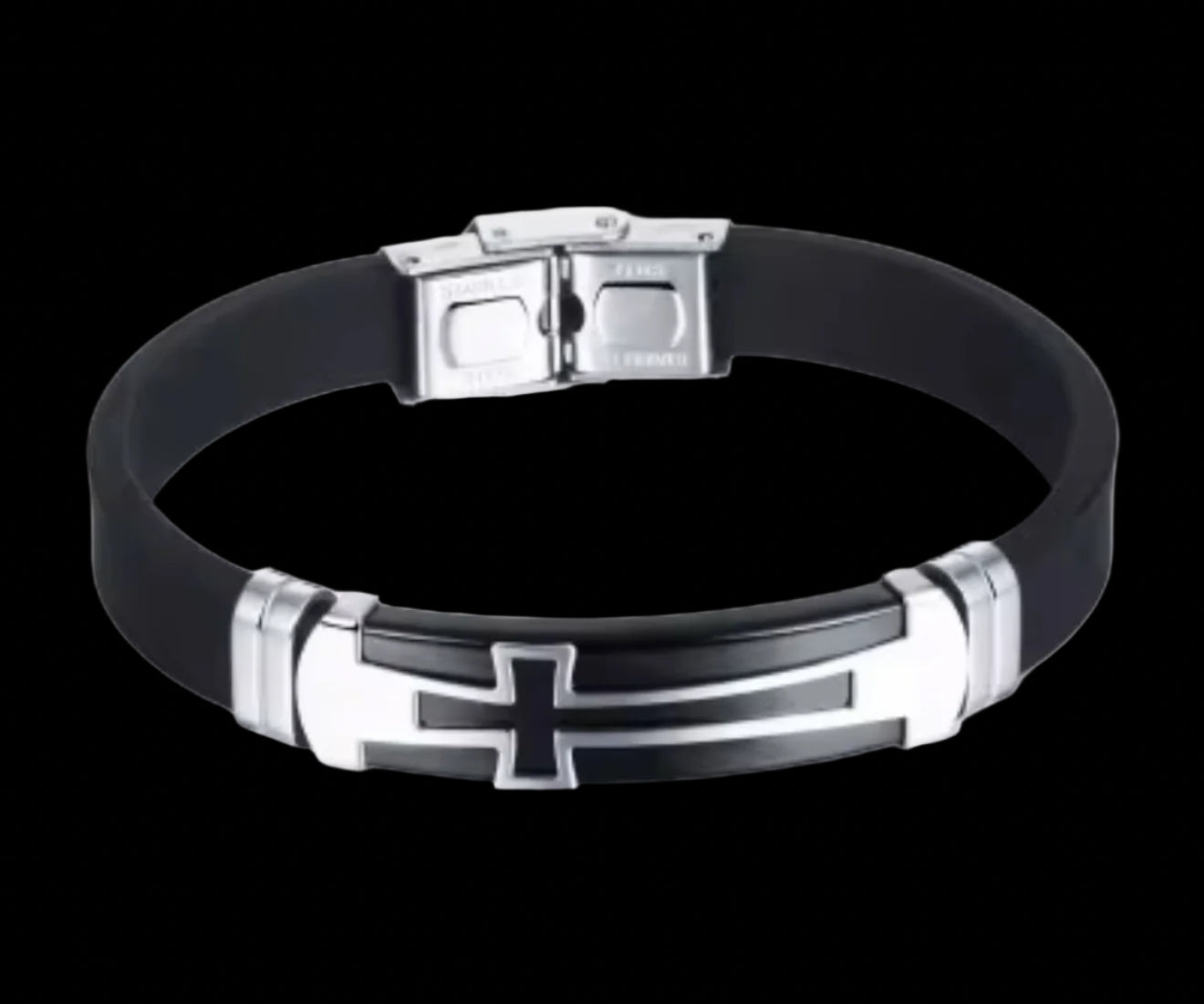 Black silicone cross bracelet