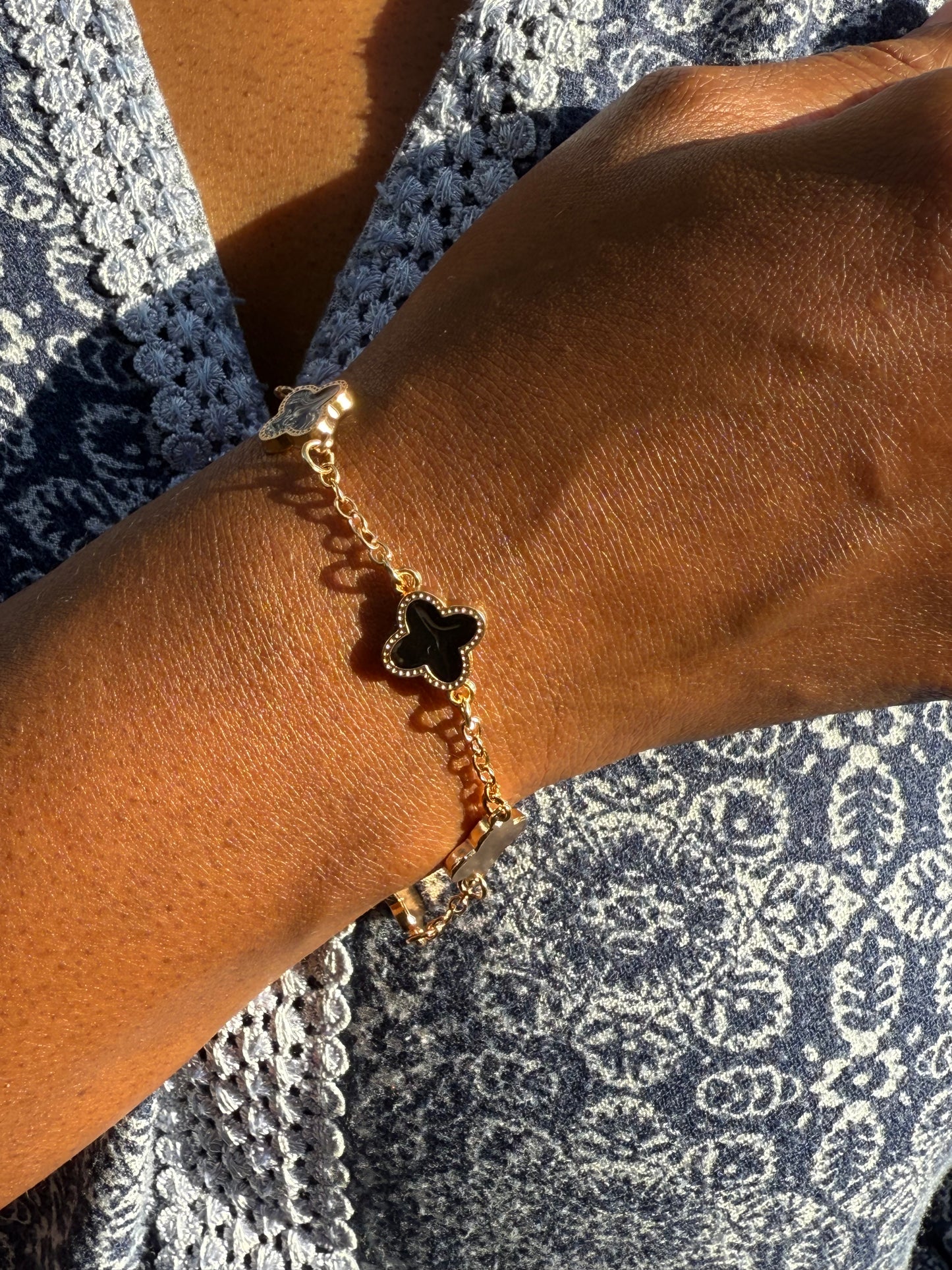 4 leaf clover necklace bracelet set