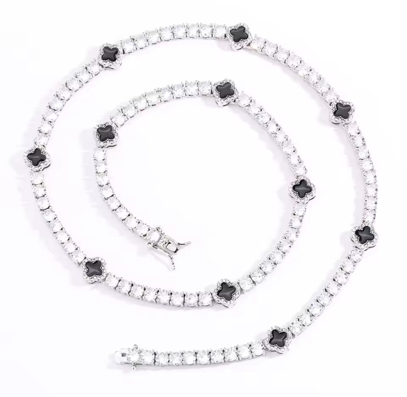 4 leaf clover 18k Cubic Zirconia tennis chain