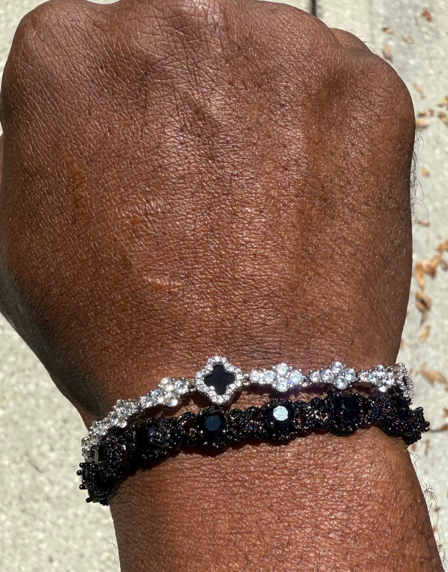 4 leaf clover cross 18k cubic zirconia bracelet