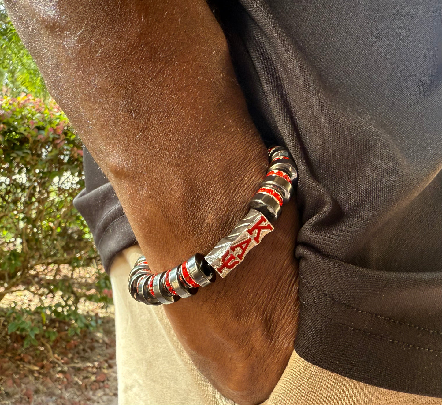 Kappa Alpha Psi round hematite bracelet