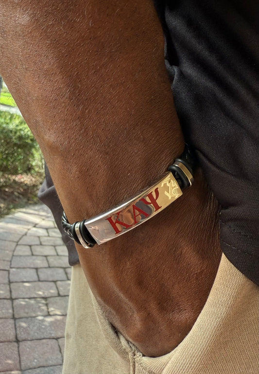 Black Kappa Alpha Psi leather bracelet