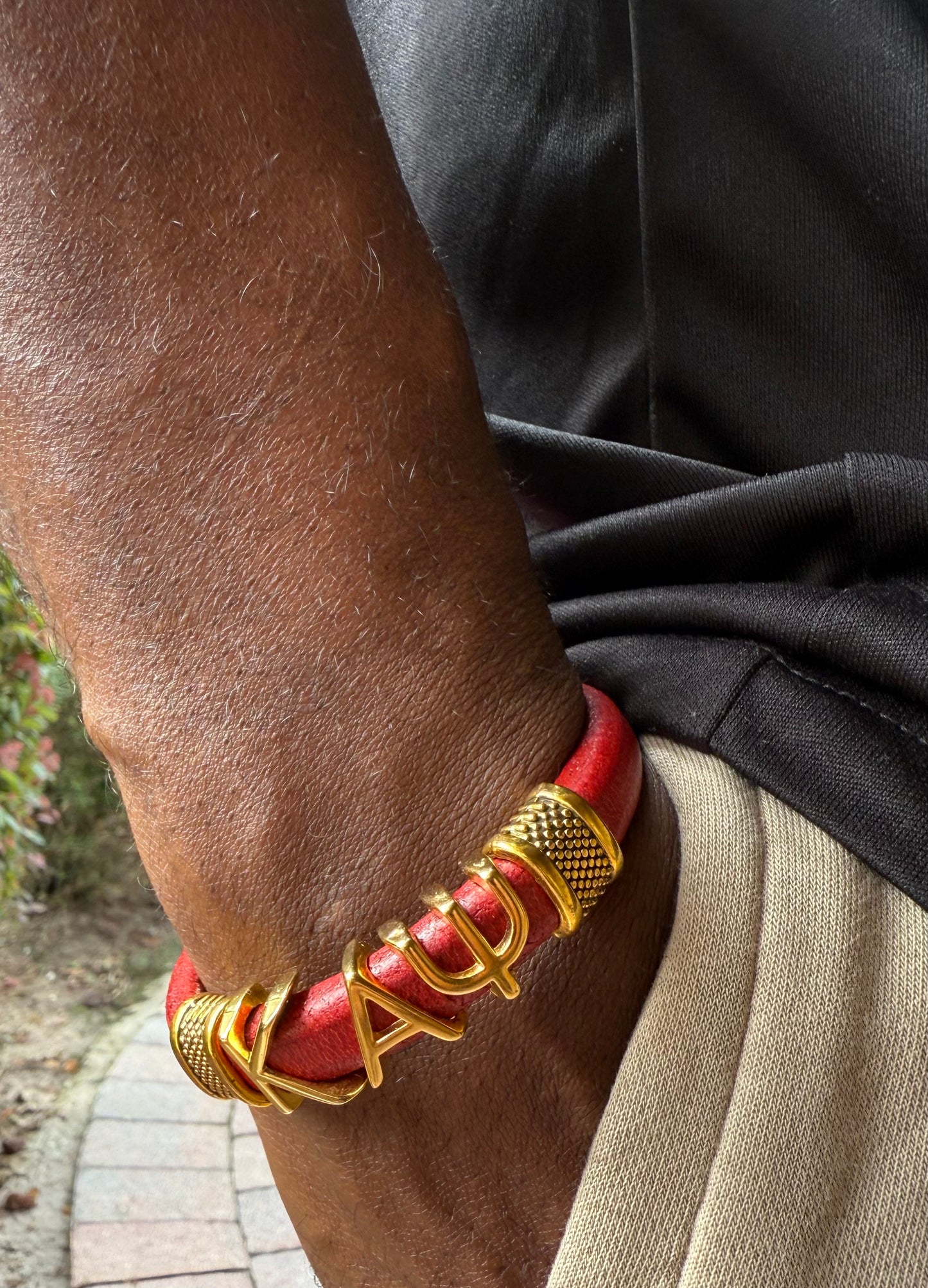 Kappa Alpha Psi red Regaliz leather bracelet