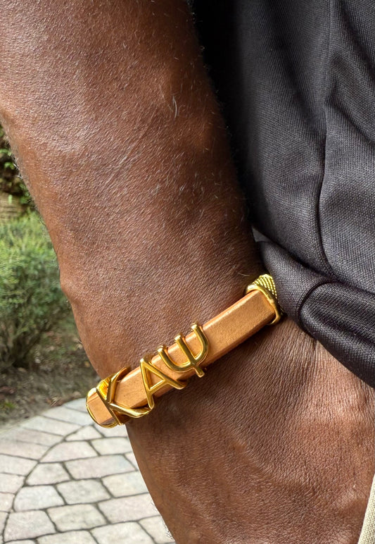 Gold/White Kappa Alpha Psi tan Regaliz bracelet