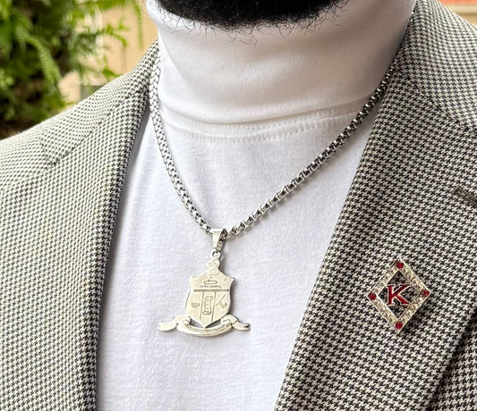 Silver Coat of Arms "K" stainless steel Box chain