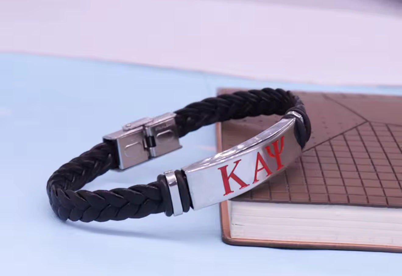 Black Kappa Alpha Psi leather bracelet