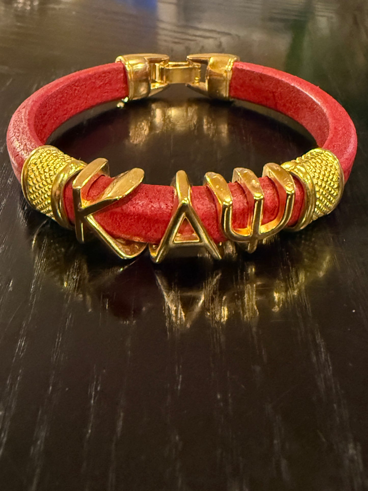 Kappa Alpha Psi red Regaliz leather bracelet