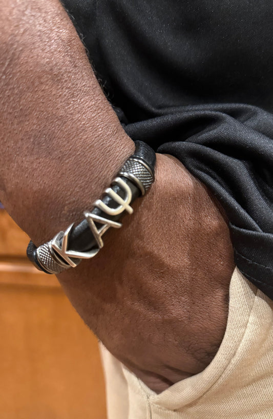 Black regaliz leather Kappa Alpha Psi bracelet