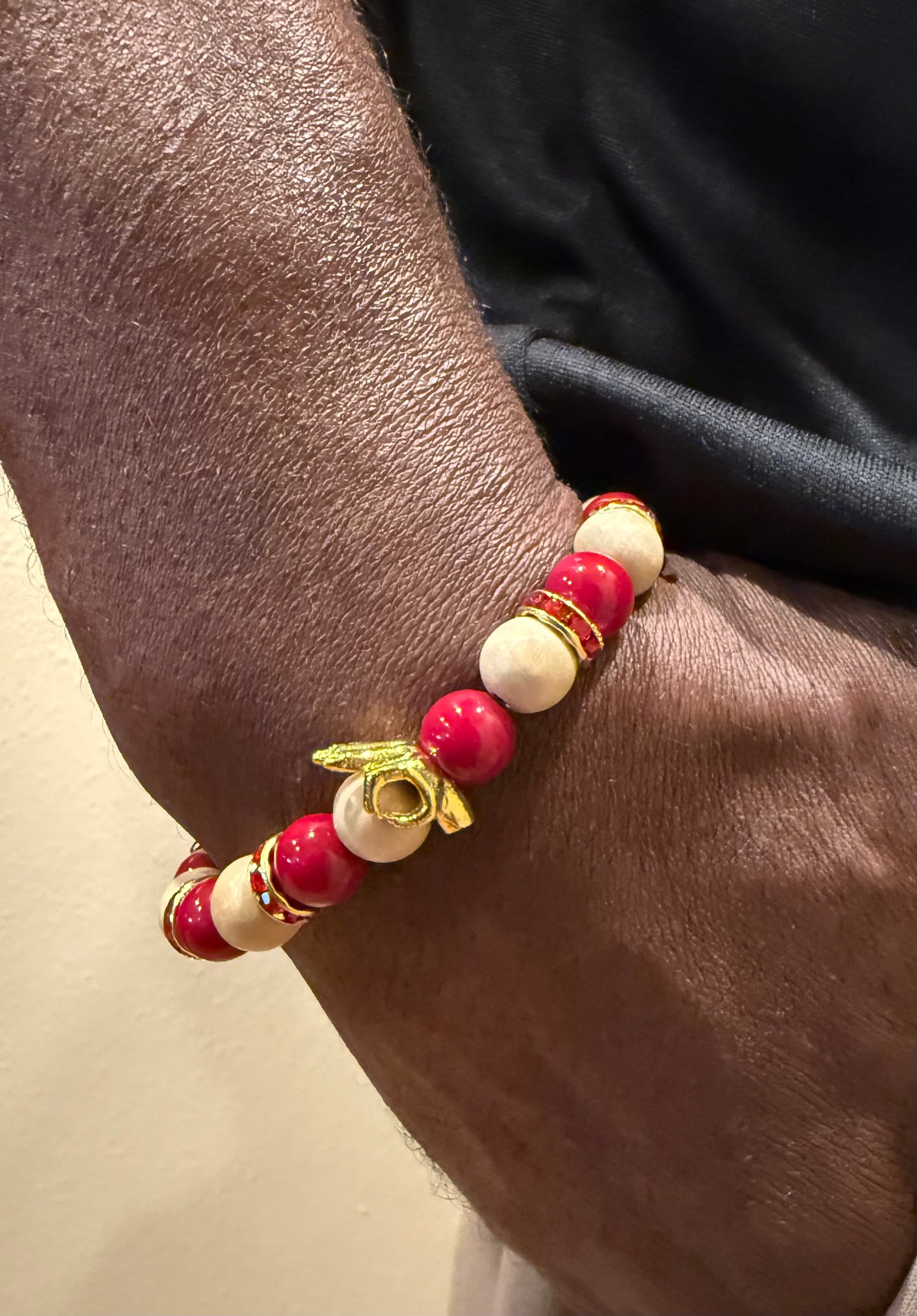Gold "Yo" Crimson and Cream bracelet