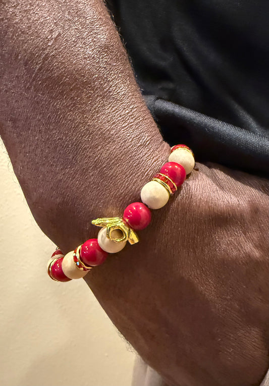 Gold "Yo" Crimson and Cream bracelet