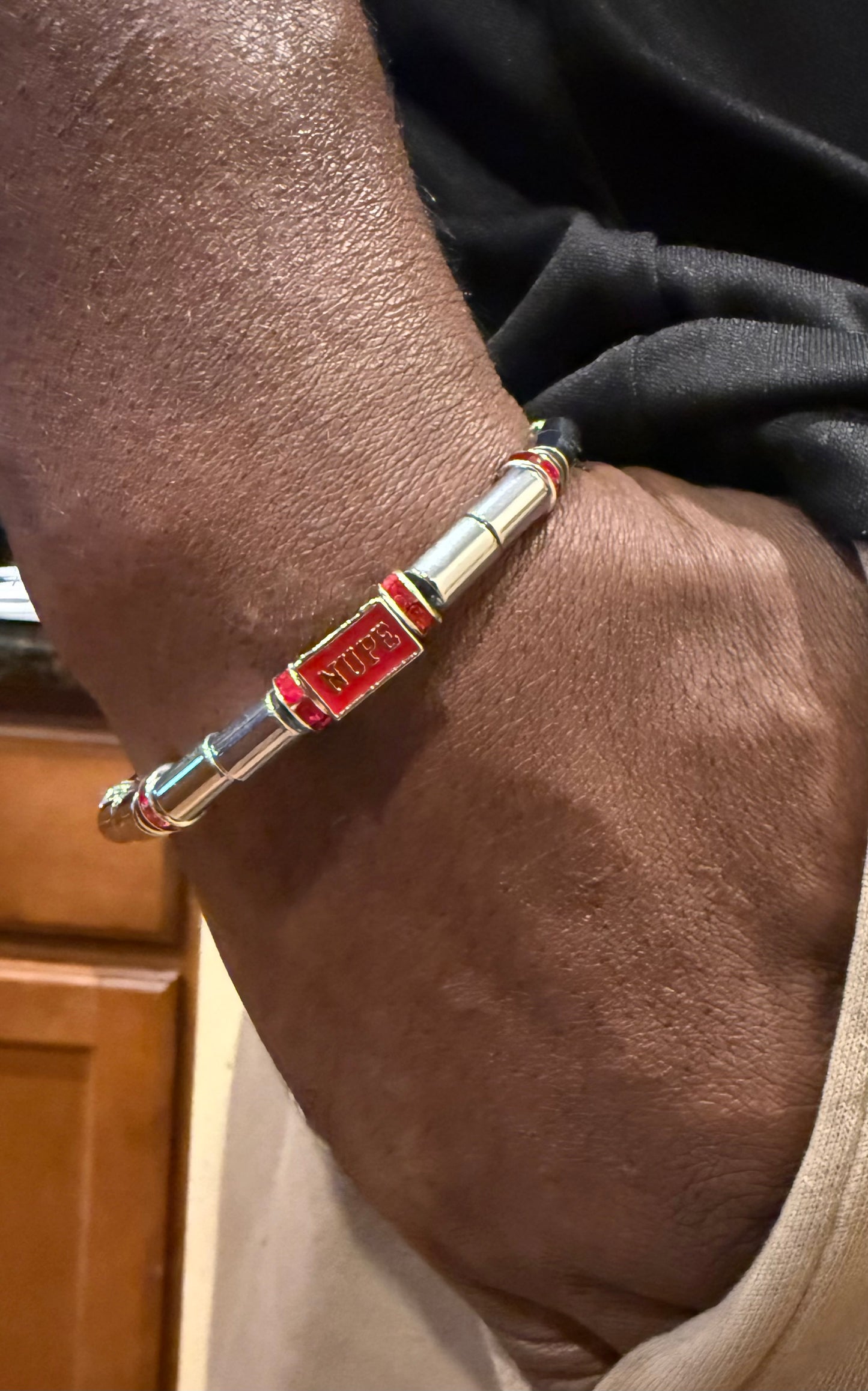 Nupe cyclindrical hematite bracelet