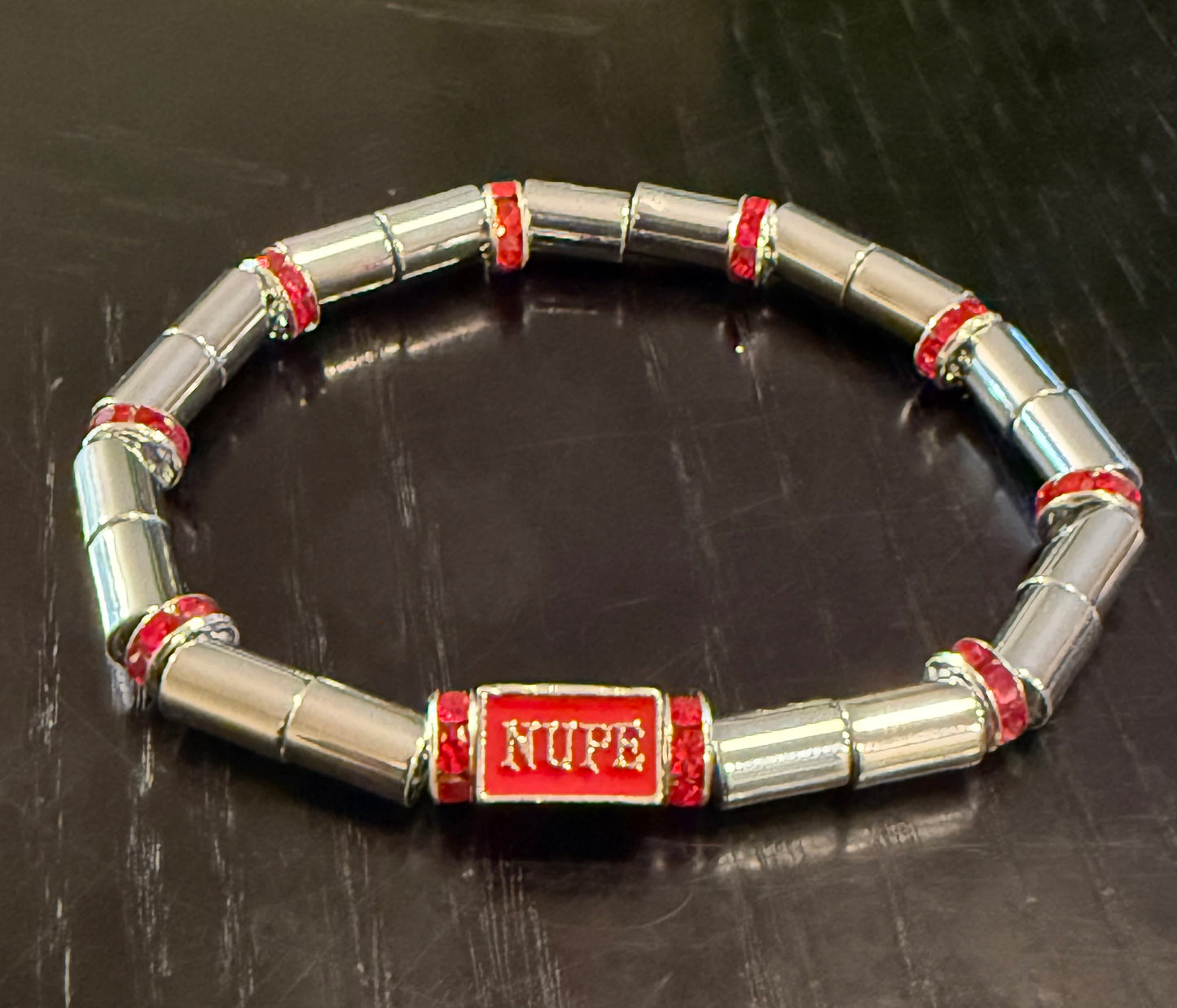 Nupe cyclindrical hematite bracelet