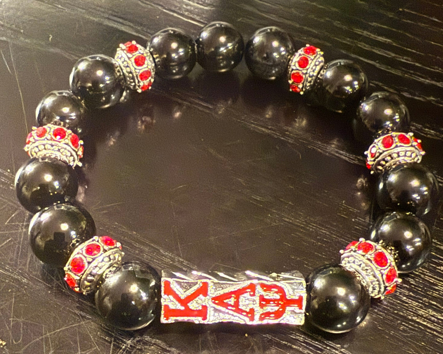 Kappa Alpha Psi shinny black beaded bracelet