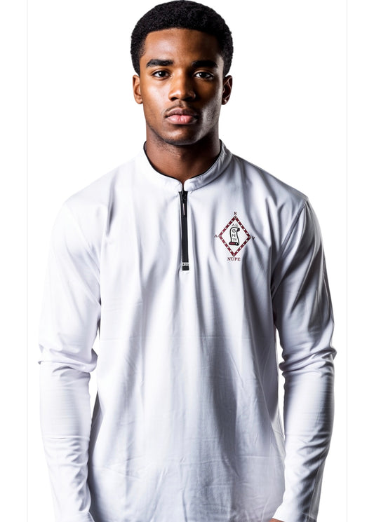 White AlphaXi tattoo quarter zip