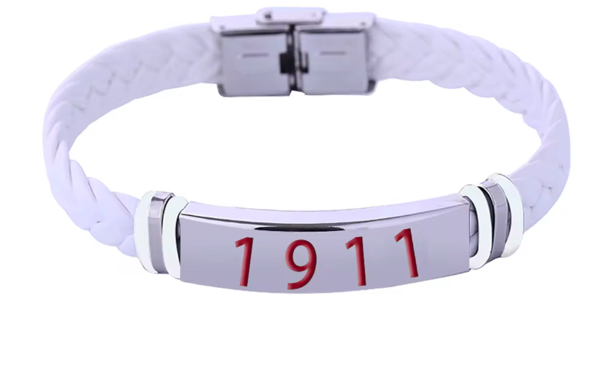 White  Kappa Alpha Psi leather bracelet